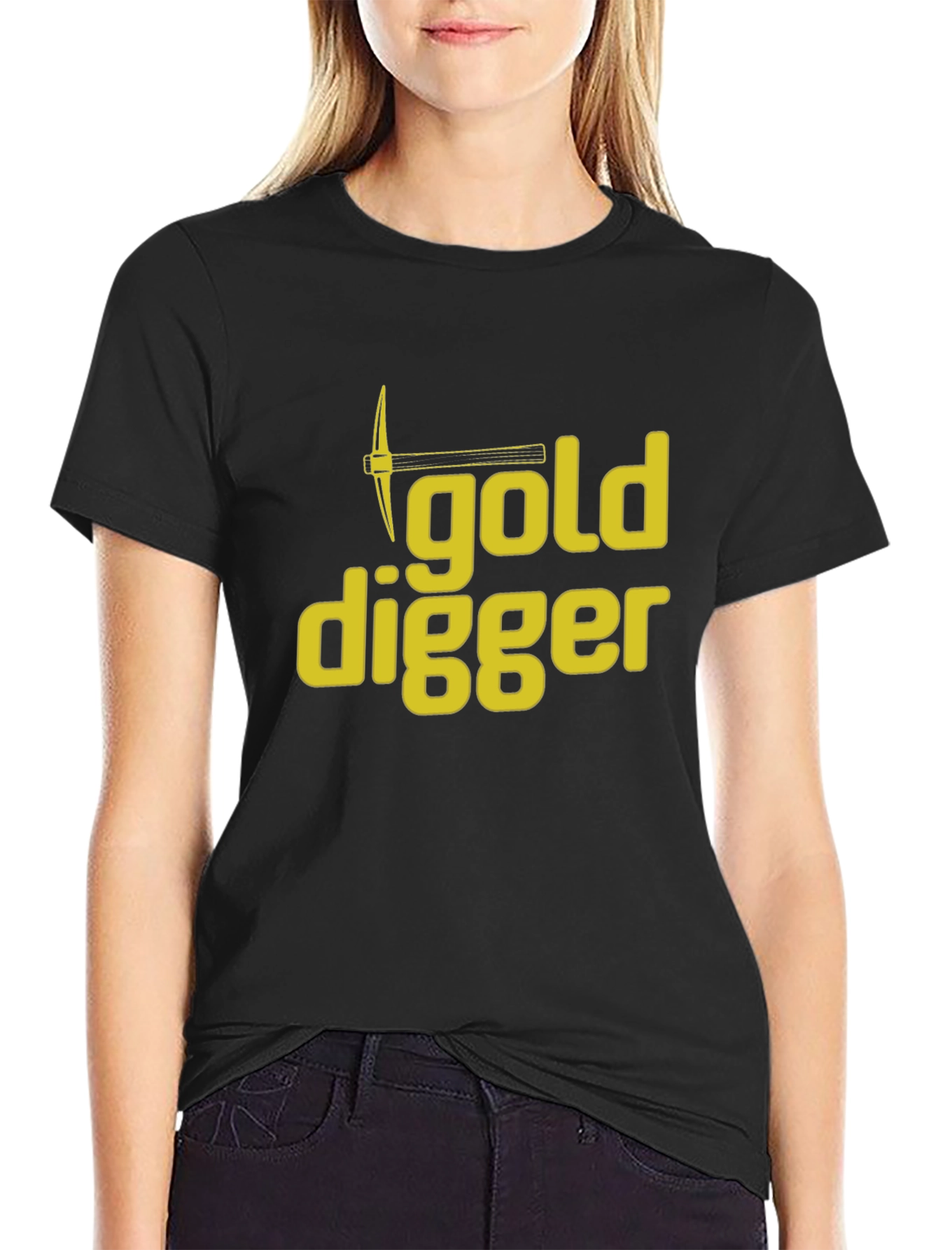 Black Gold Digger Graphic Tee - Humorous Crew Neck T-Shirt view 2