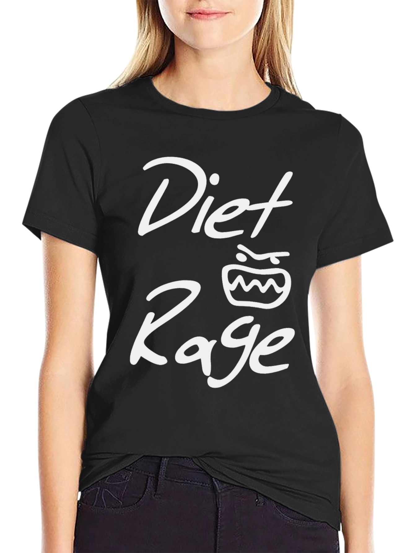 Black Diet Rage Graphic Tee - Black Casual T-Shirt view 2