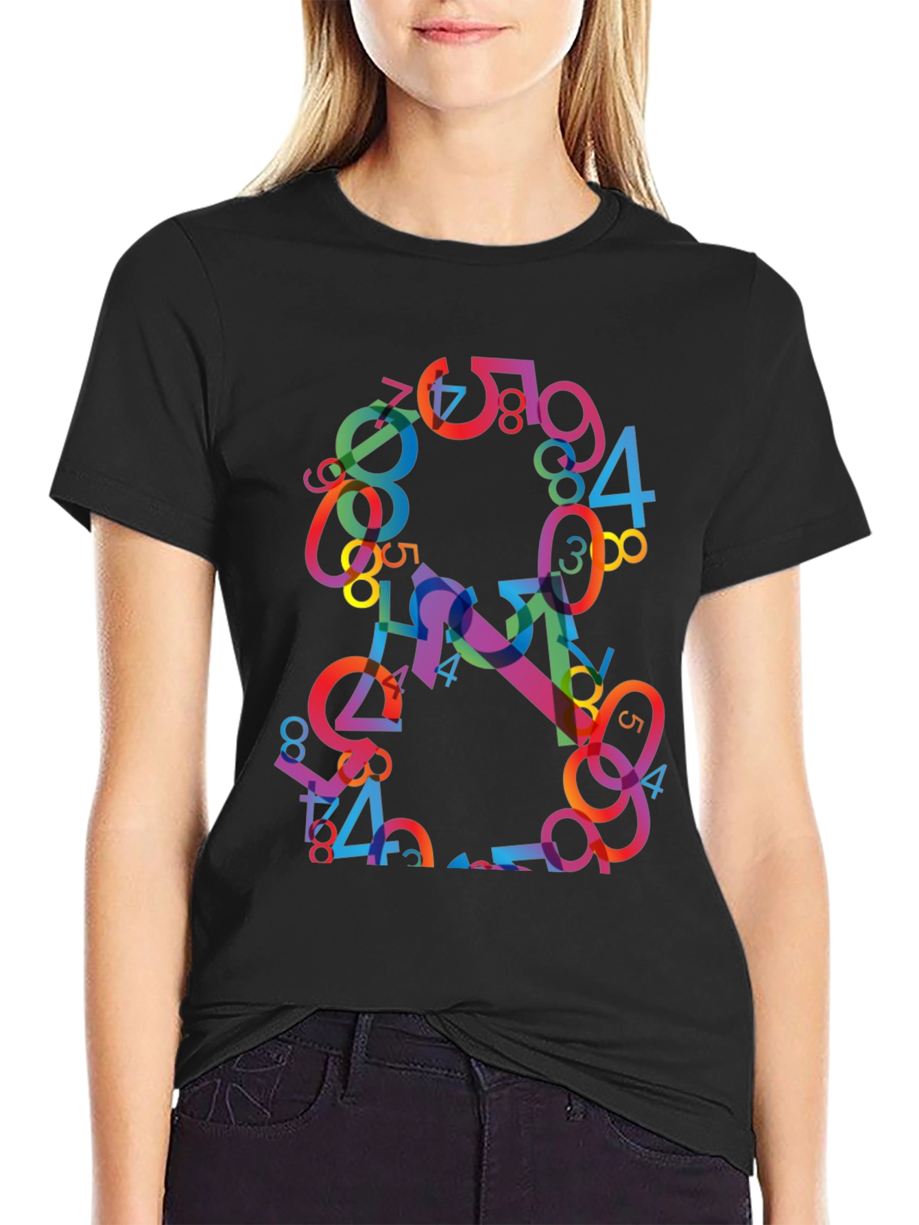 Black Abstract Number Graphic T-Shirt view 2