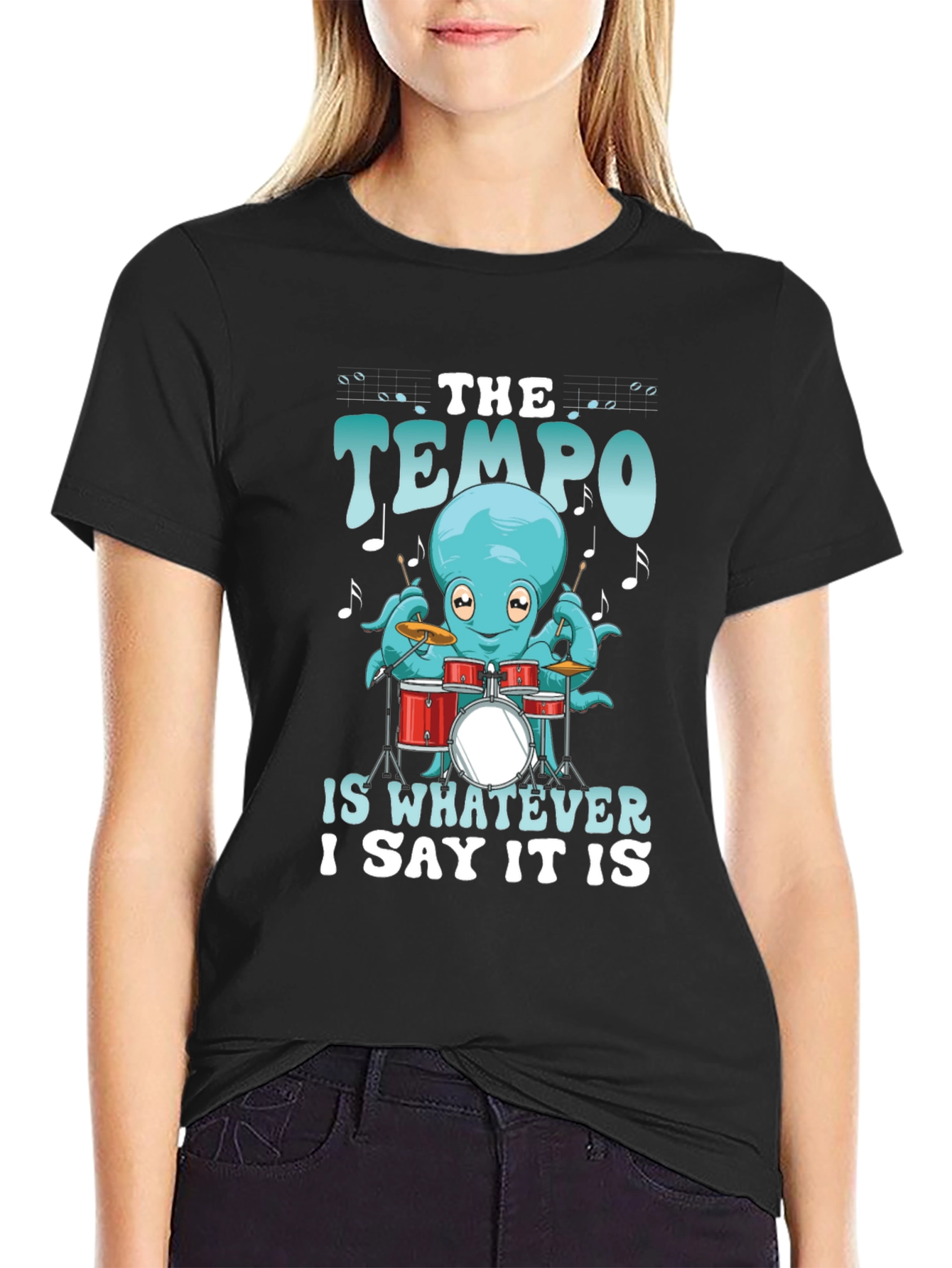Black Octopus Drummer Tee - The Tempo Is Whatever I Say It Is view 2