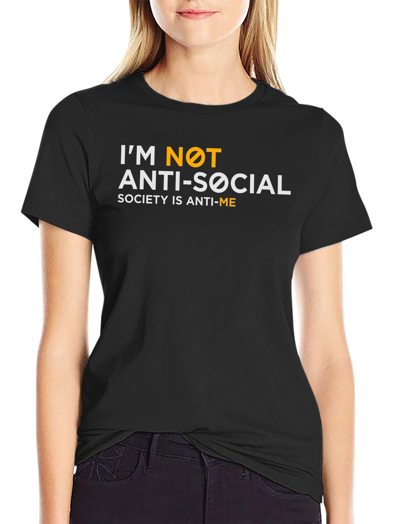 Black I'm Not Anti-Social T-Shirt - Society is Anti-Me view 2