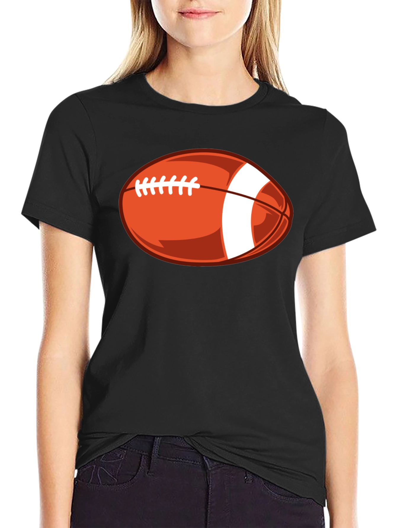 Black Football Graphic Tee - Stylish Black T-Shirt view 2