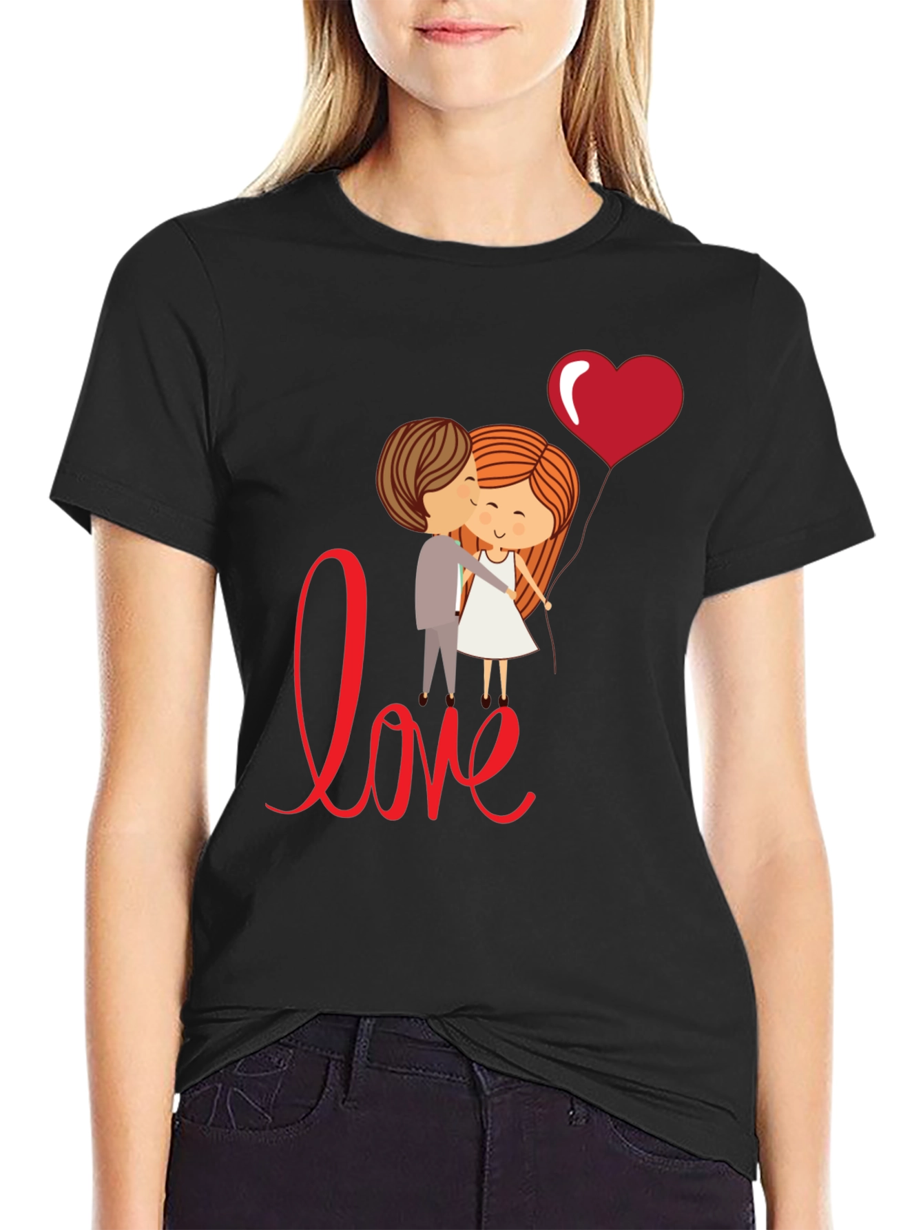 Black Love Couple T-Shirt, Cute Valentine's Day Gift view 2