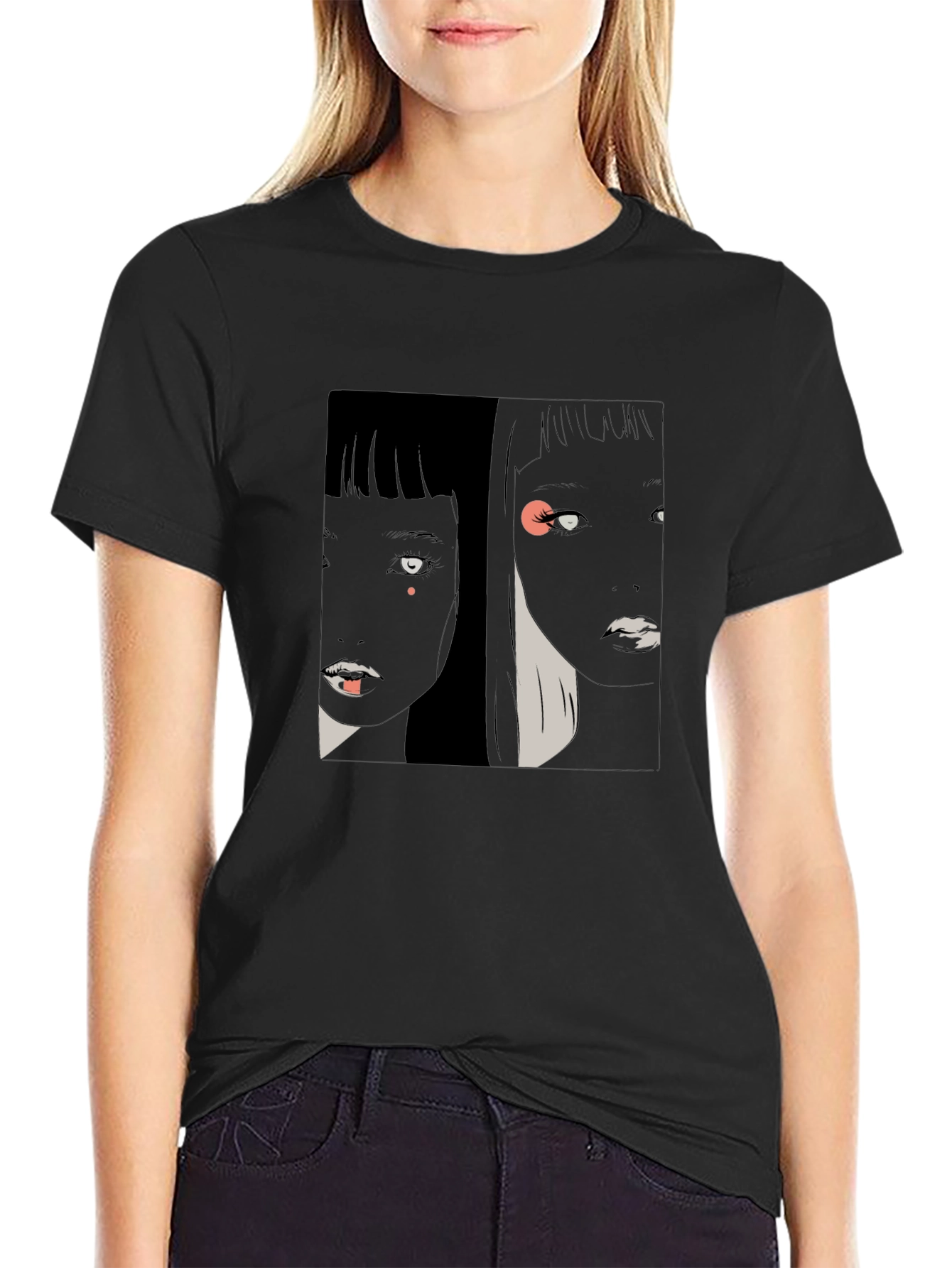 Black Abstract Graphic Print Black T-Shirt view 2
