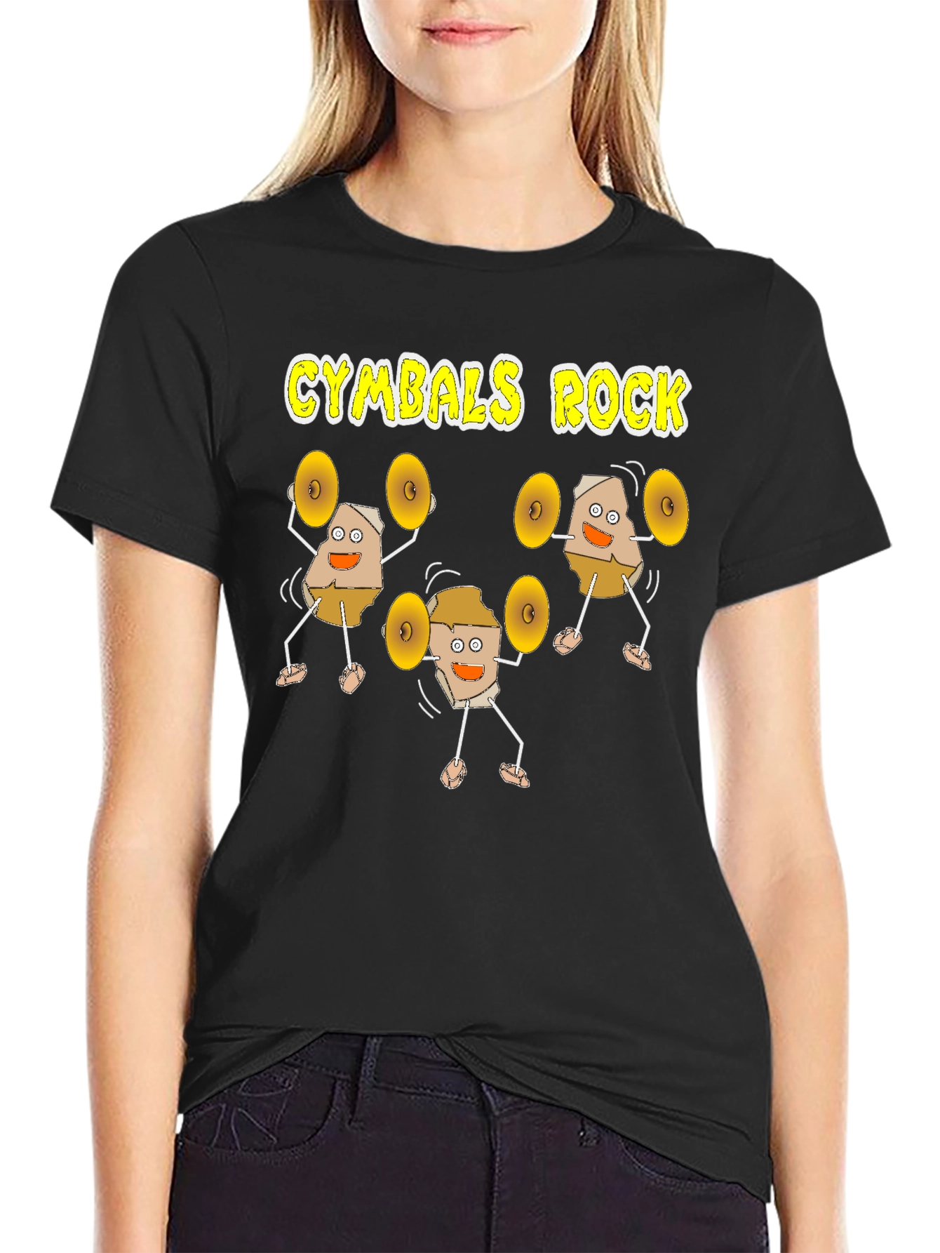 Black Cymbals Rock Funny Musician T-Shirt view 2