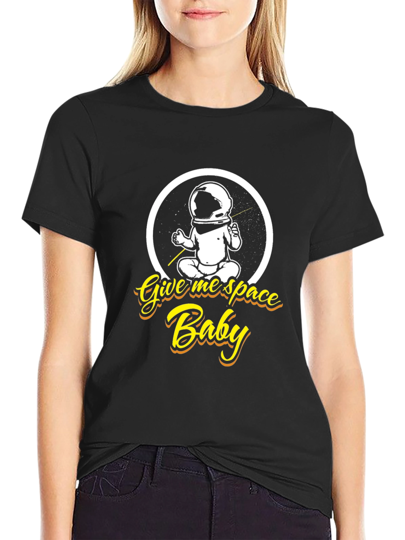 Black Give Me Space Baby Black Graphic T-Shirt view 2