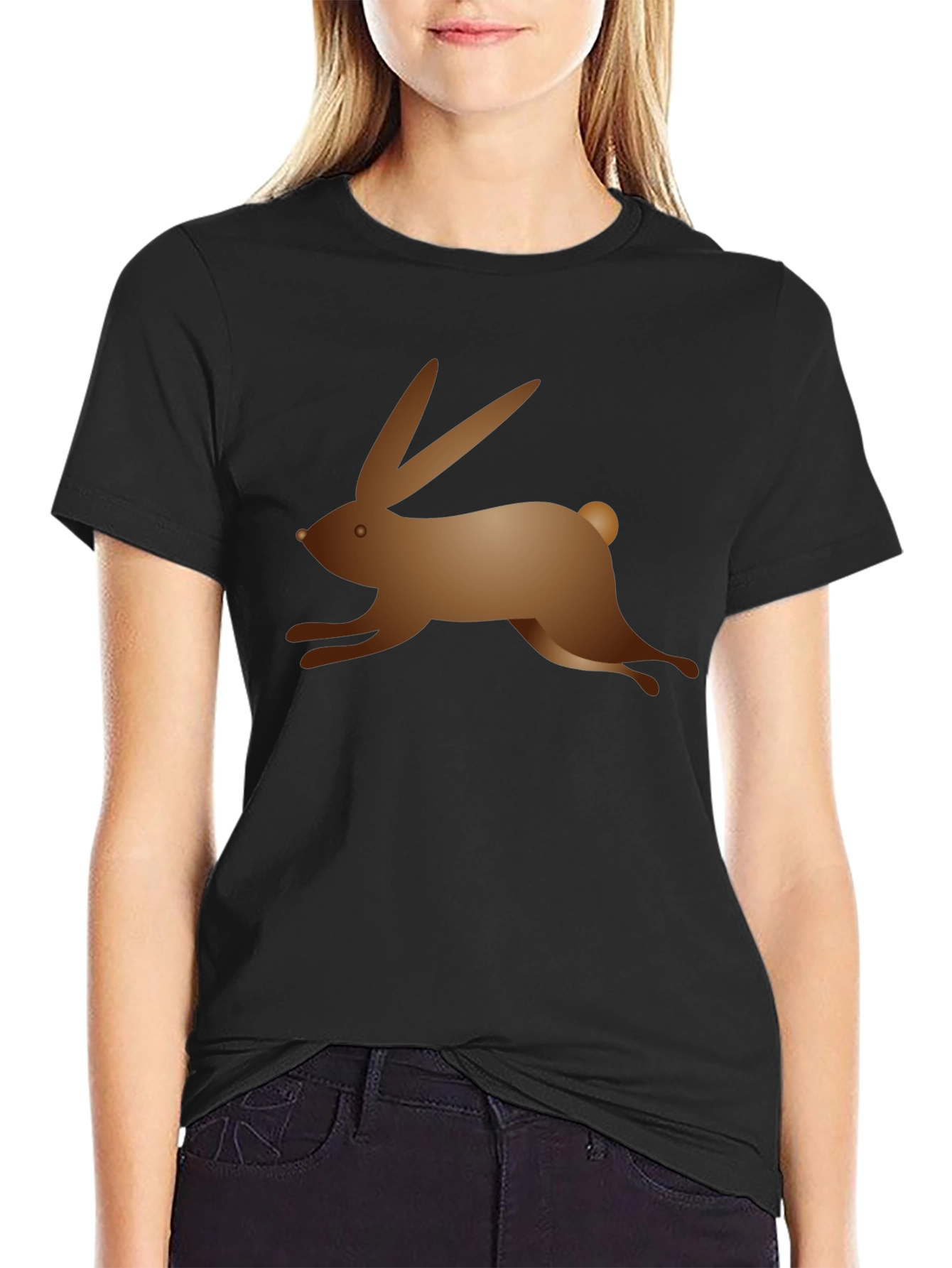 Black Black T-Shirt with Bunny Graphic view 2