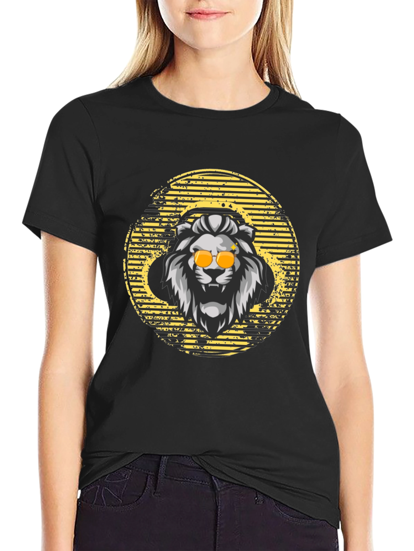 Black Cool Lion Graphic Tee view 2