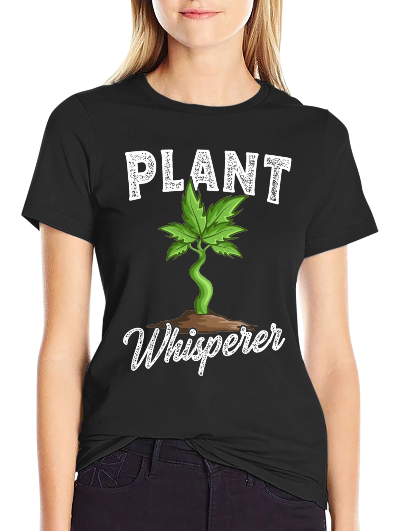 Black Plant Whisperer Graphic Tee - Gardener T-Shirt view 2
