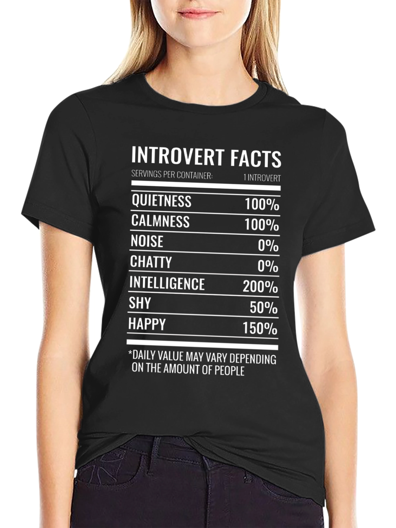 Black Introvert Facts Funny Graphic T-Shirt view 2