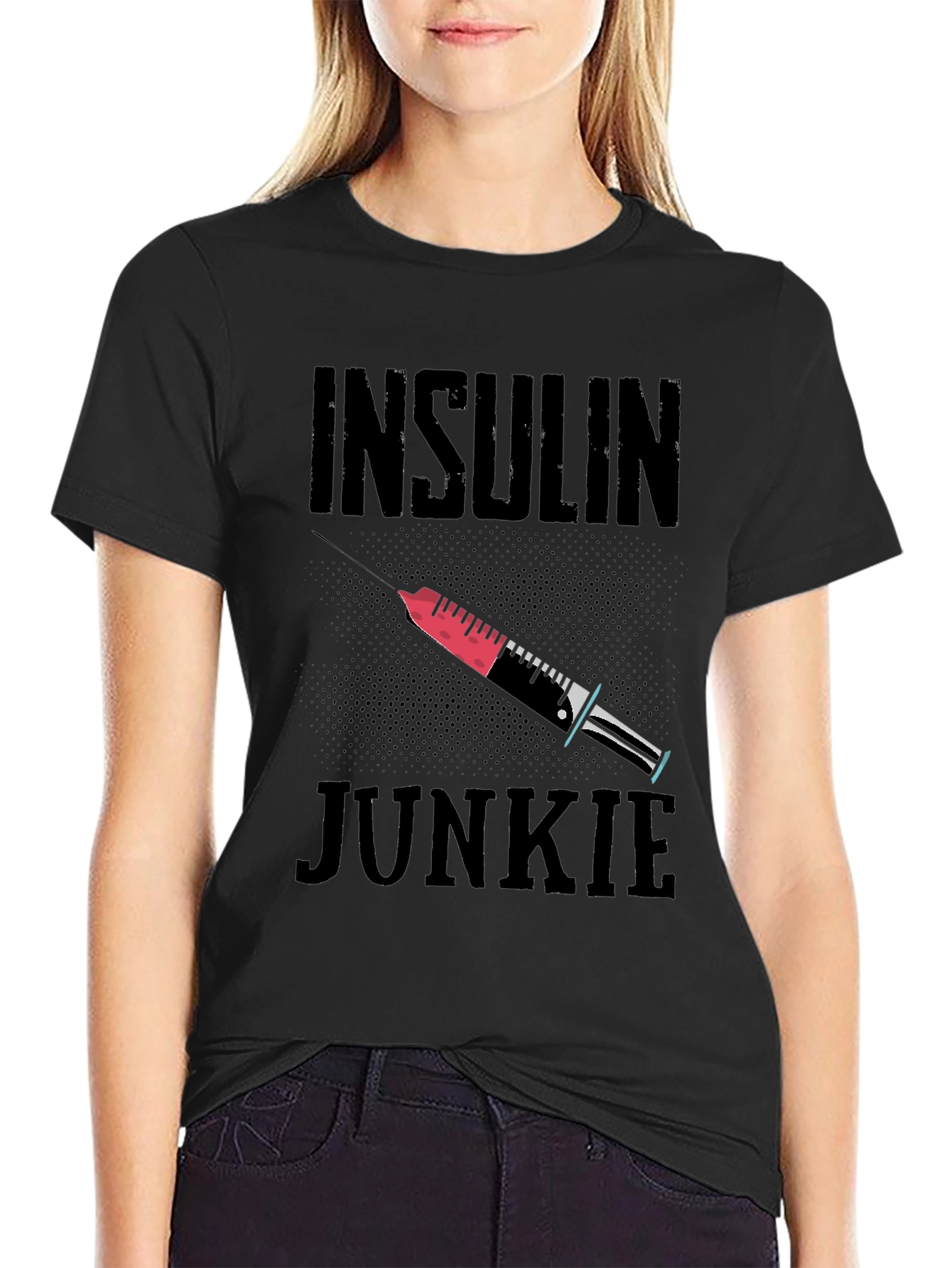 Black Insulin Junkie Graphic Tee view 2