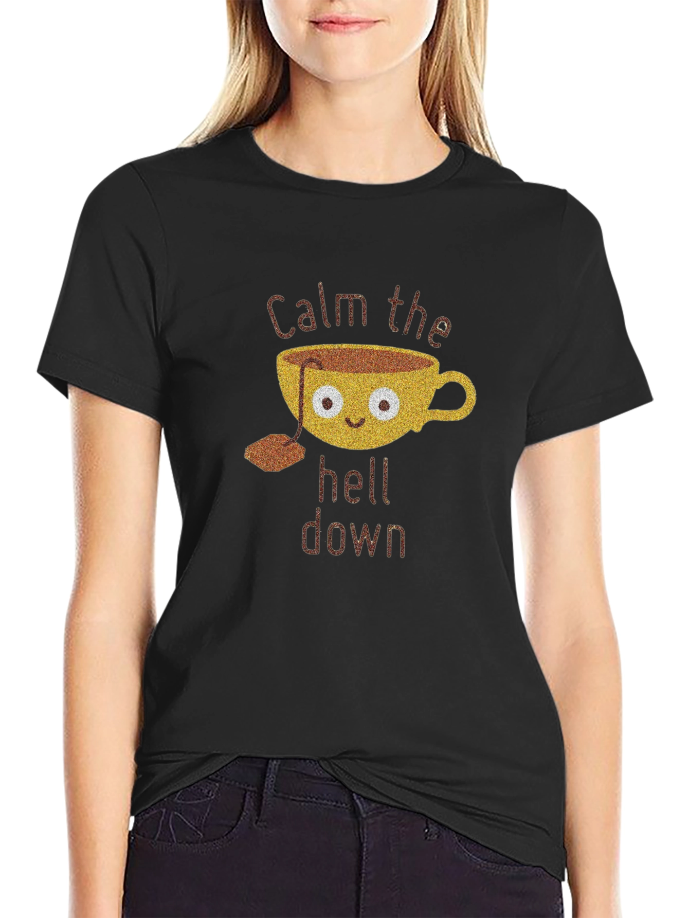 Black Calm the Hell Down Tee view 2