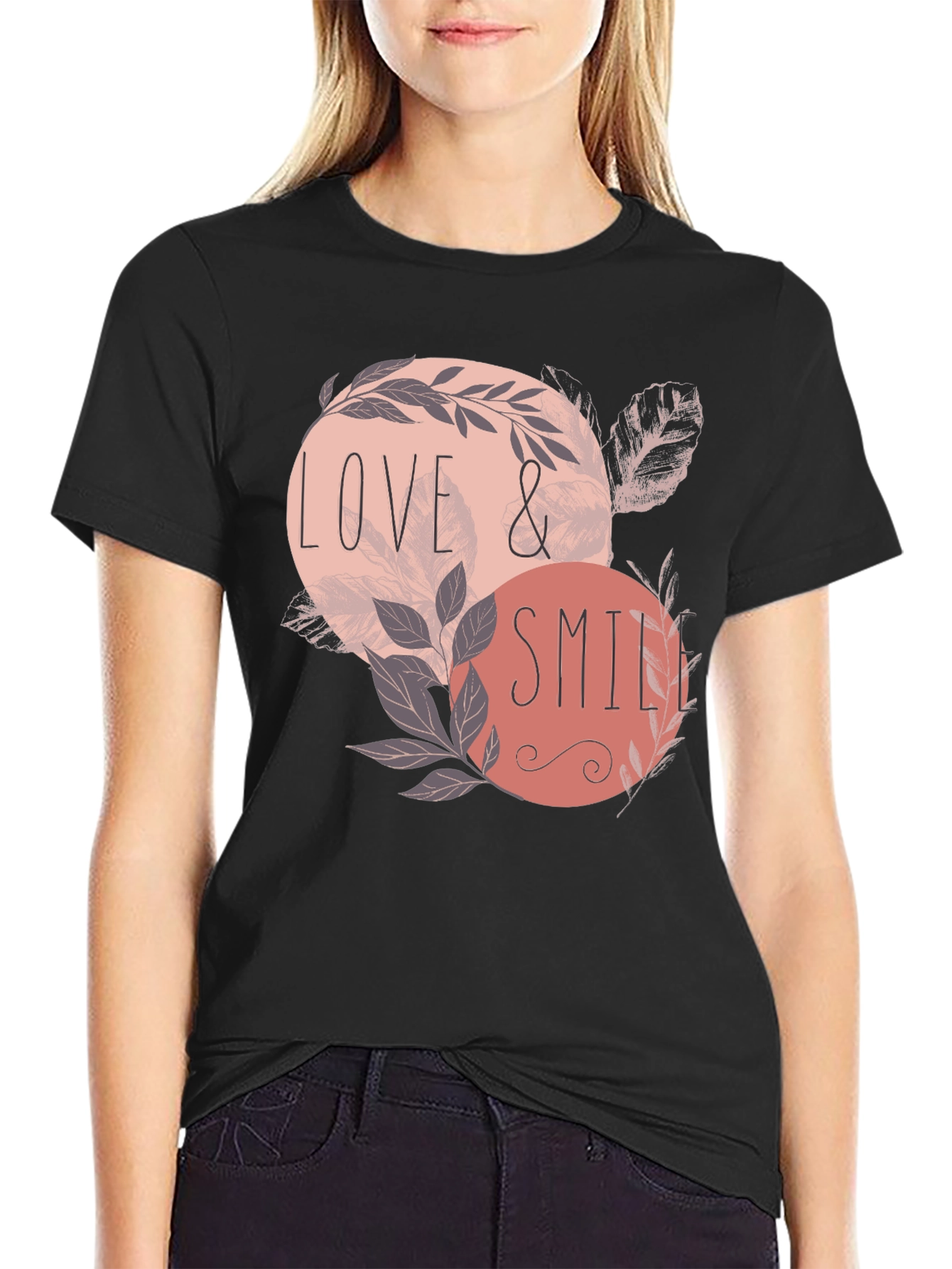 Black Love & Smile Graphic Tee - Men's Black T-Shirt view 2