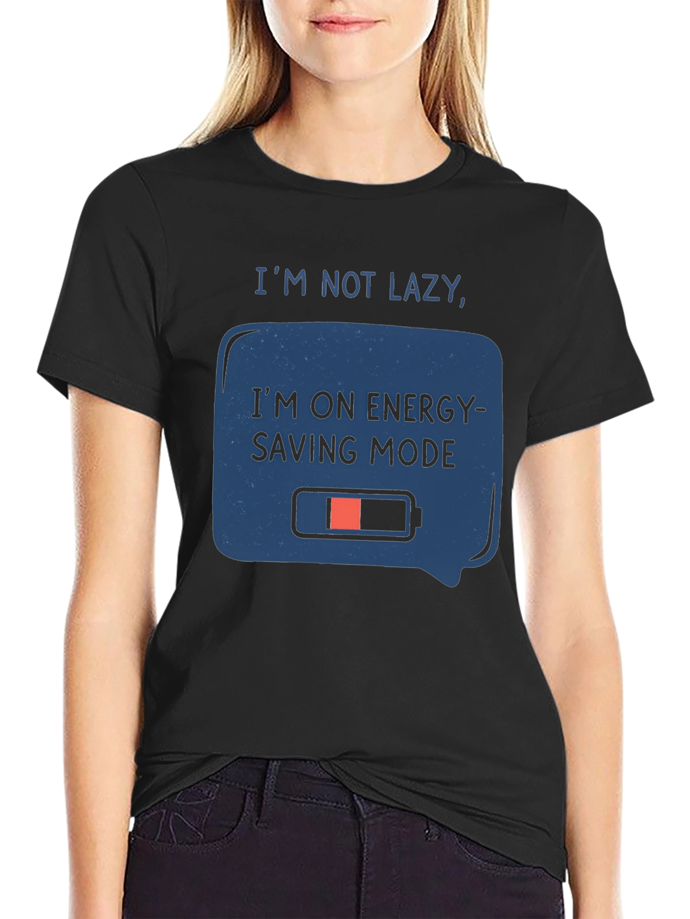 Black Energy Saving Mode Graphic Tee view 2