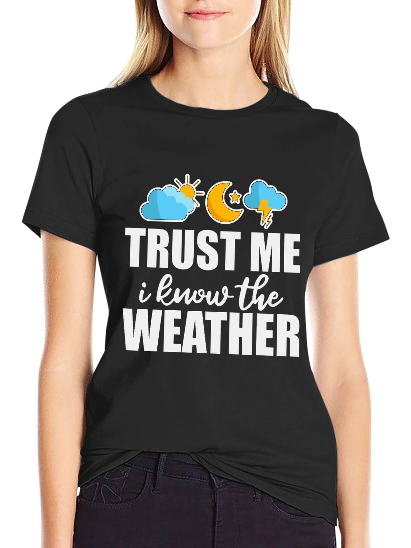 Black Trust Me I Know The Weather Graphic Tee view 2
