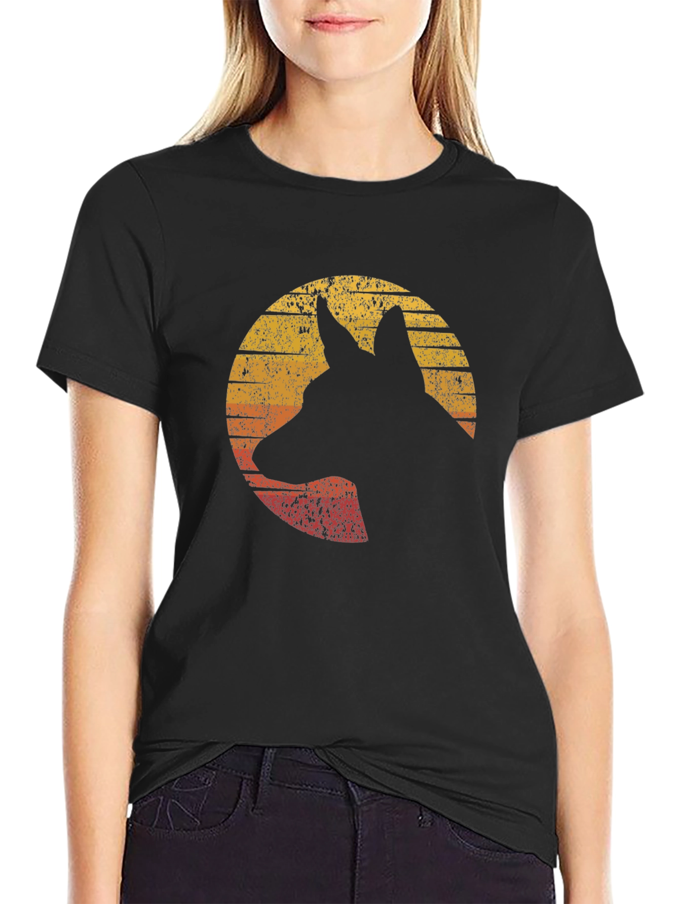 Black German Shepherd Silhouette Graphic Tee view 2