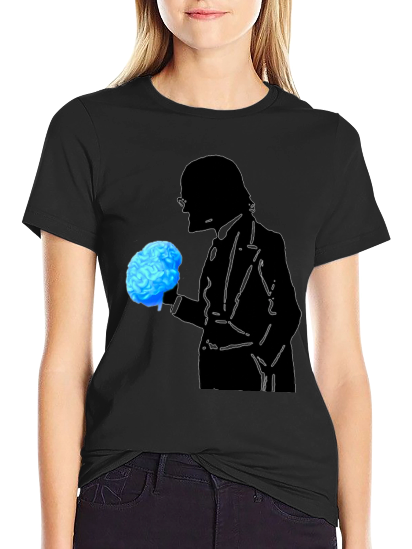 Black Brain Silhouette Graphic Tee view 2