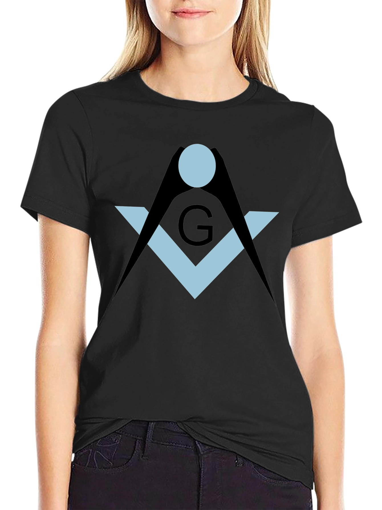 Black Masonic Symbol Black T-Shirt view 2
