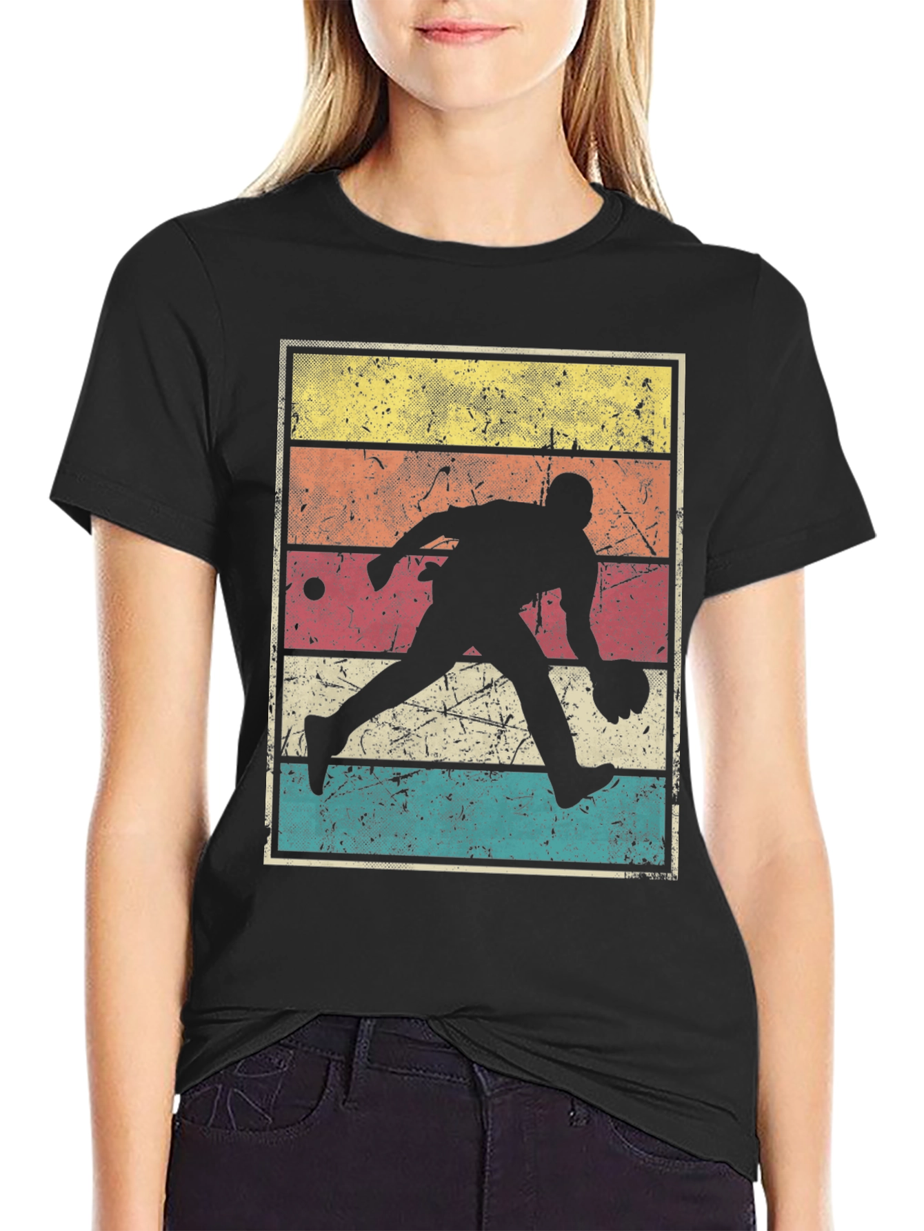 Black Retro Bowling T-Shirt - Vintage Style Strike! view 2