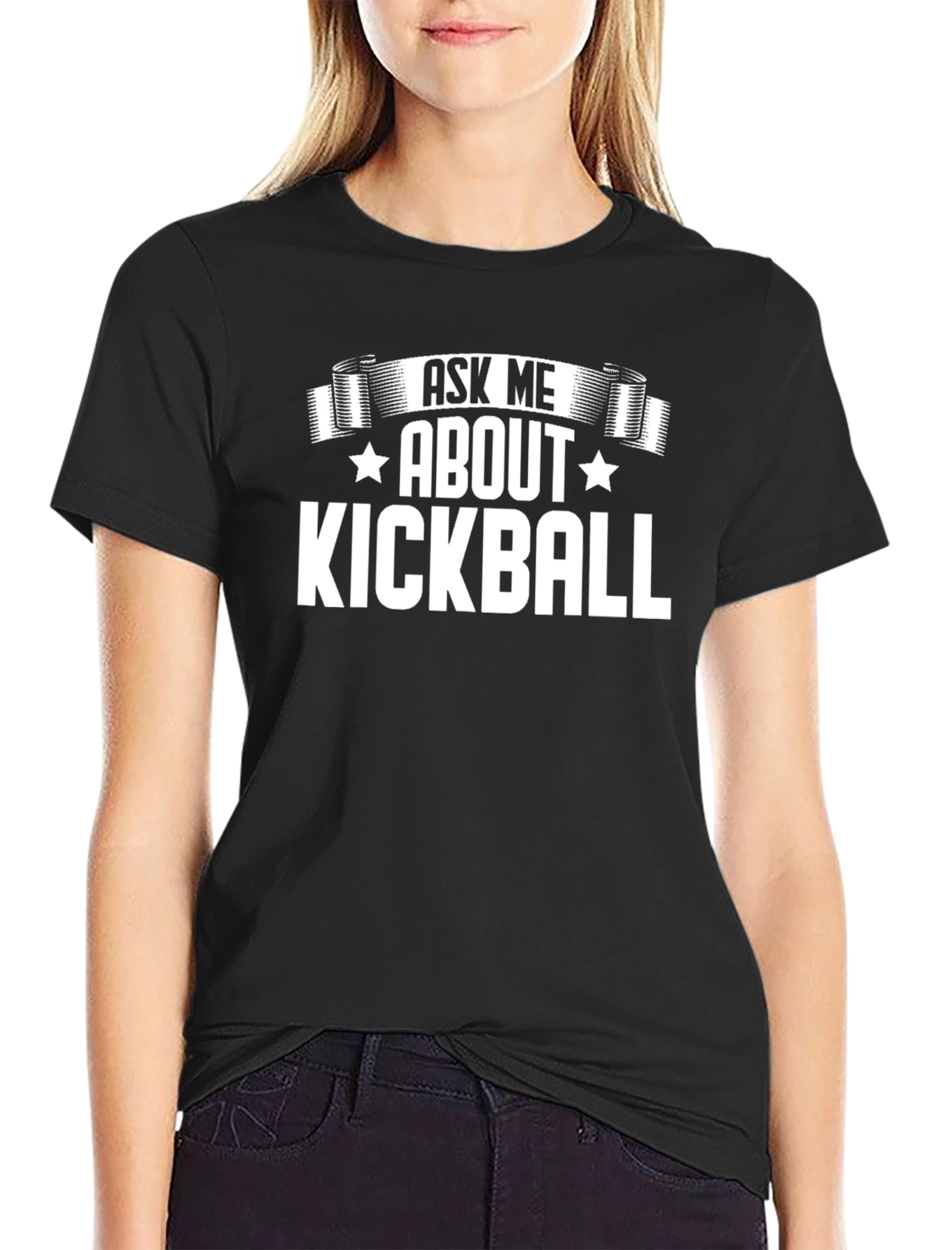 Black Ask Me About Kickball T-Shirt - Sporty & Fun view 2
