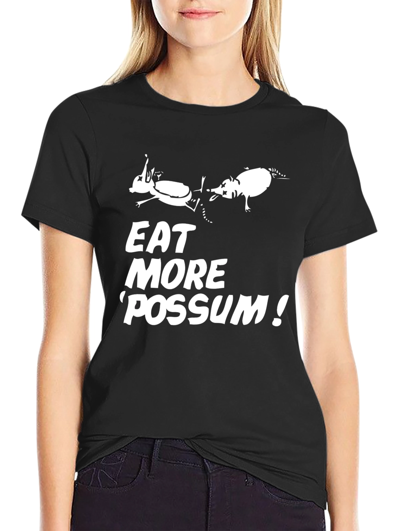 Black Eat More 'Possum! T-Shirt Funny Graphic Tee view 2