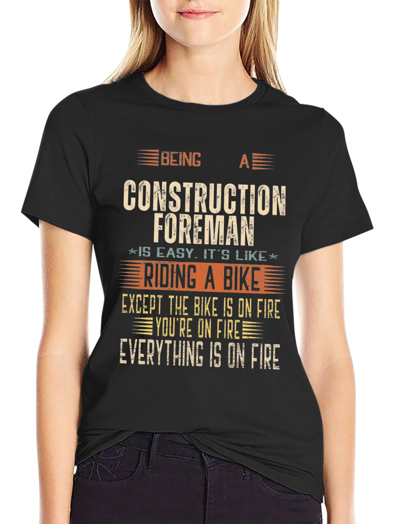 Black Construction Foreman Funny T-Shirt view 2