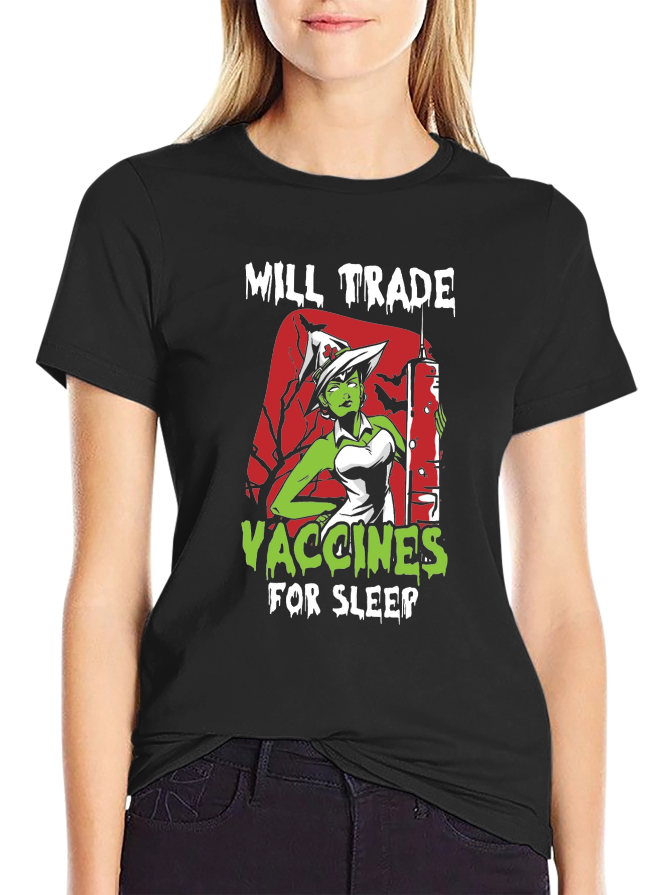 Black Will Trade Vaccines For Sleep T-Shirt view 2