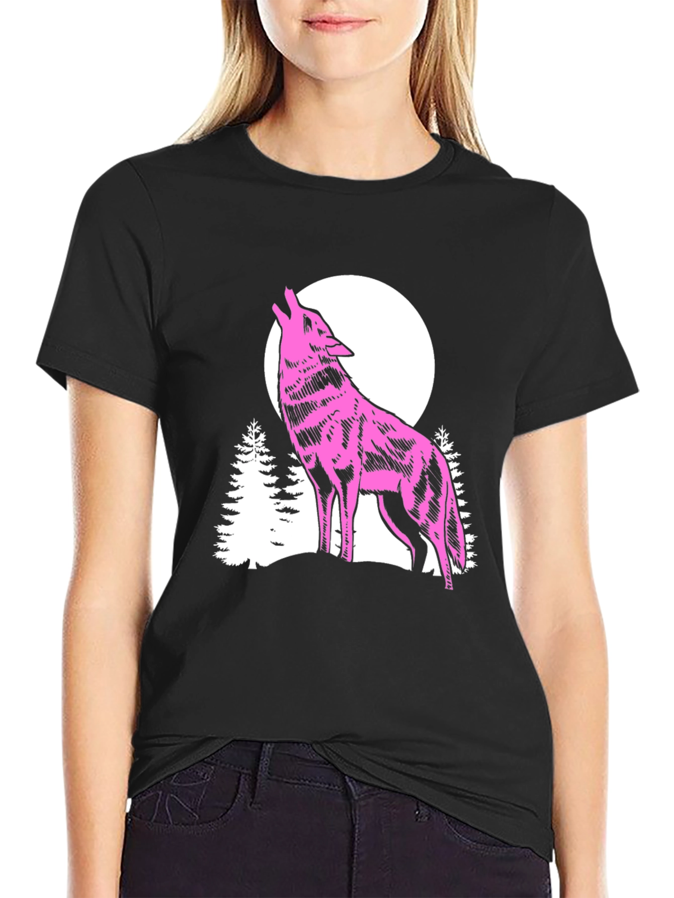 Black Wolf Moon Graphic Tee - Black T-Shirt view 2