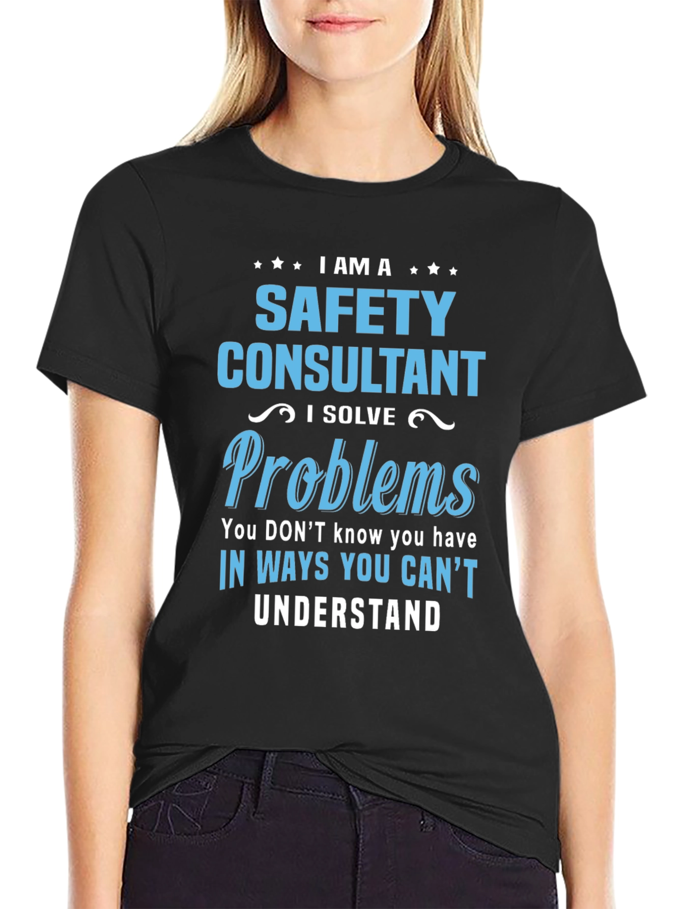 Black Safety Consultant T-Shirt - Problem Solver view 2