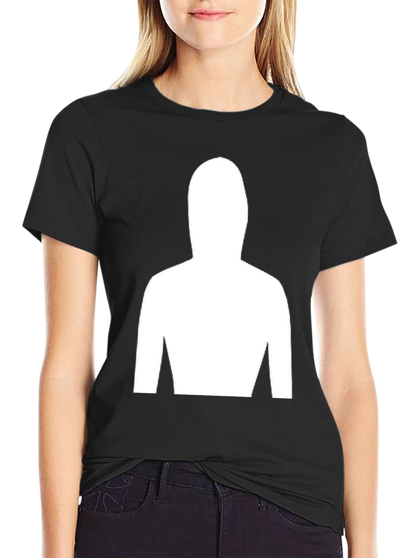 Black Mystery Figure Tee - Black Cotton Crew Neck T-Shirt view 2