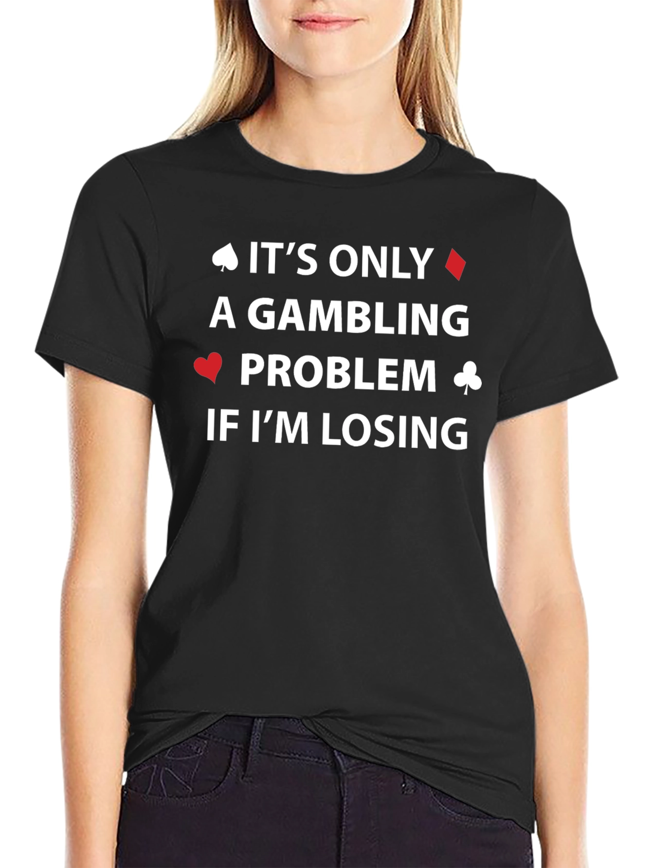 Black Gambling Problem T-Shirt - Lucky Player Tee view 2