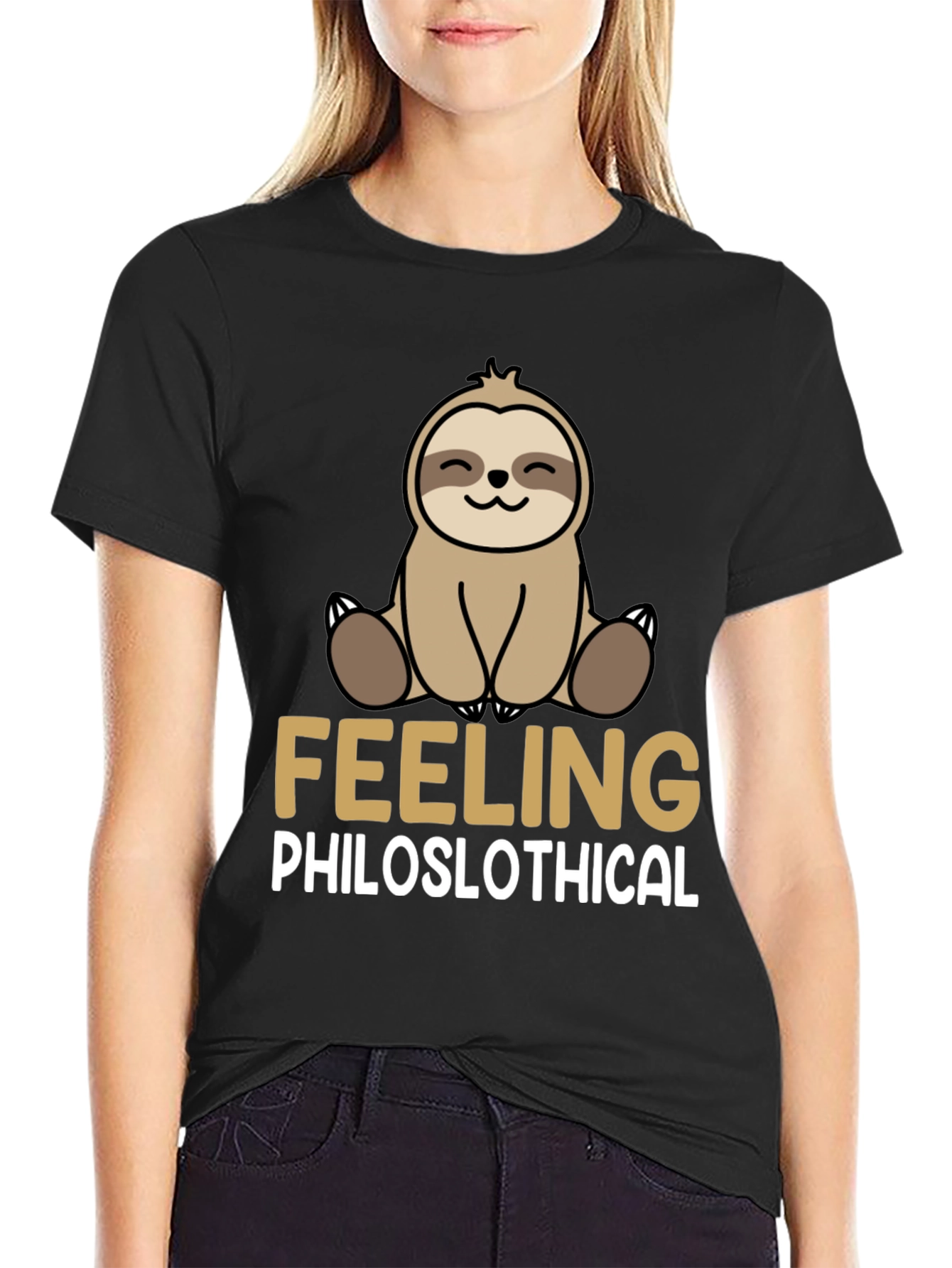 Black Philoslothical Sloth Graphic T-Shirt - Funny, Relaxed Fit view 2