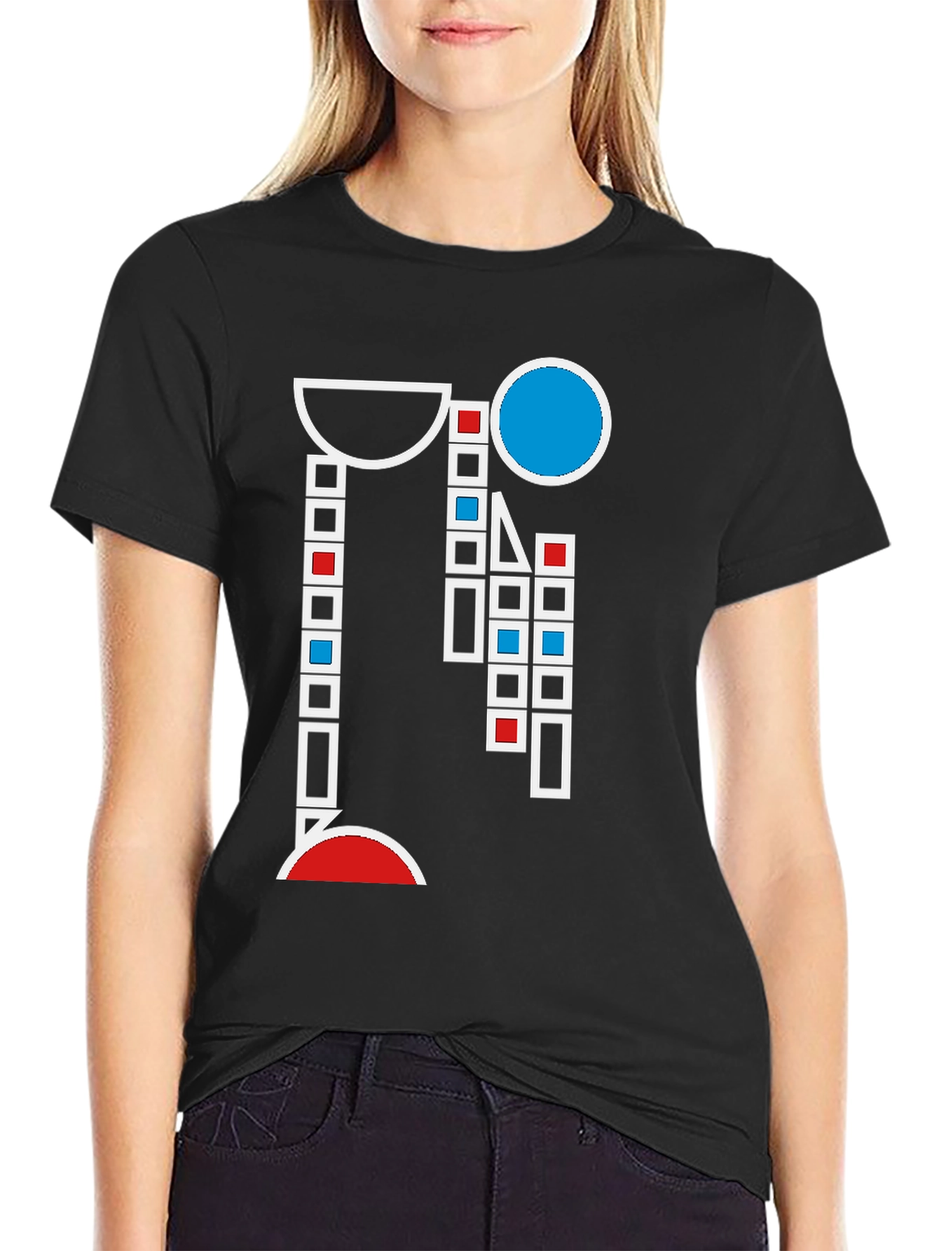 Black Abstract Geometric Graphic T-Shirt - Modern Art Style view 2