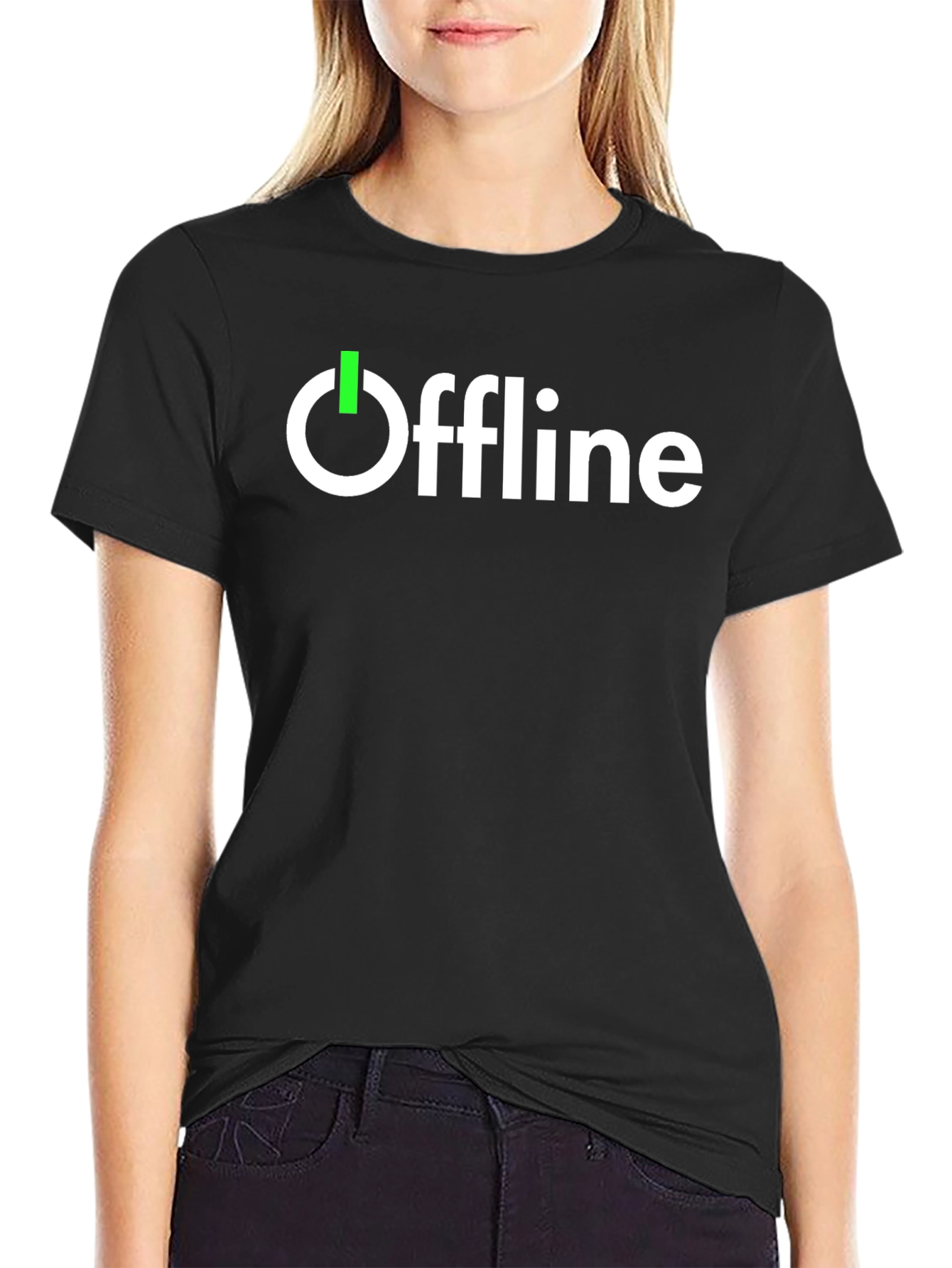 Black Offline Mode T-Shirt - Geeky Style view 2