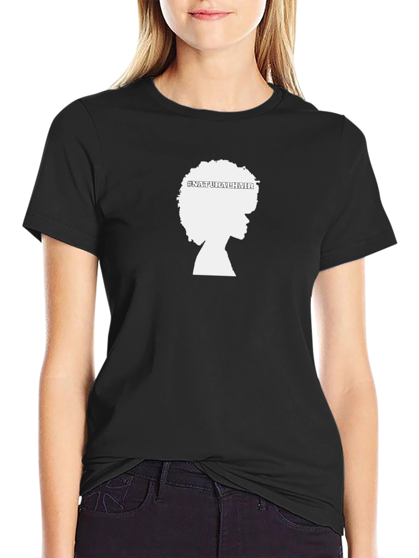 Black Natural Hair T-Shirt - Black Unisex Tee view 2