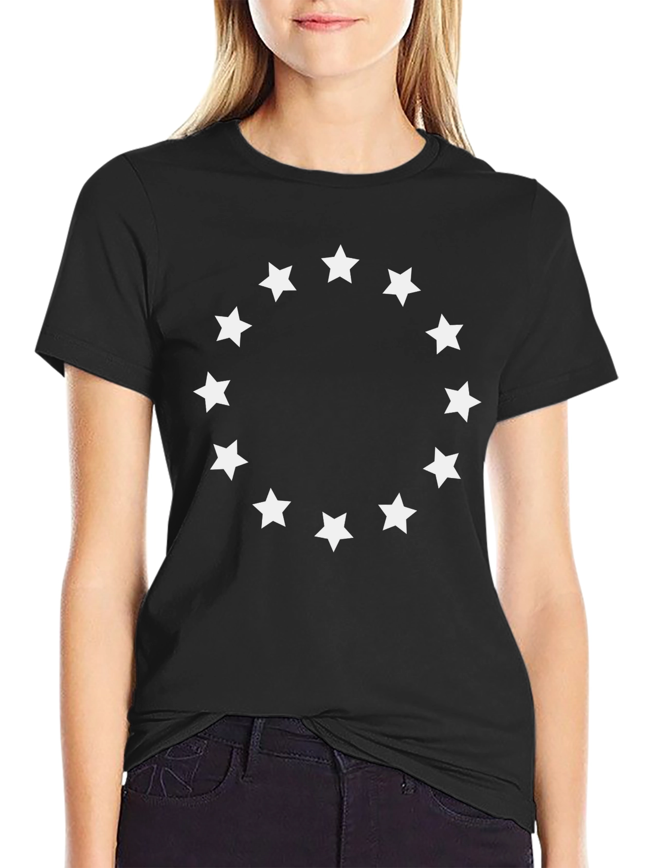 Black Stars Circle Black T-Shirt view 2
