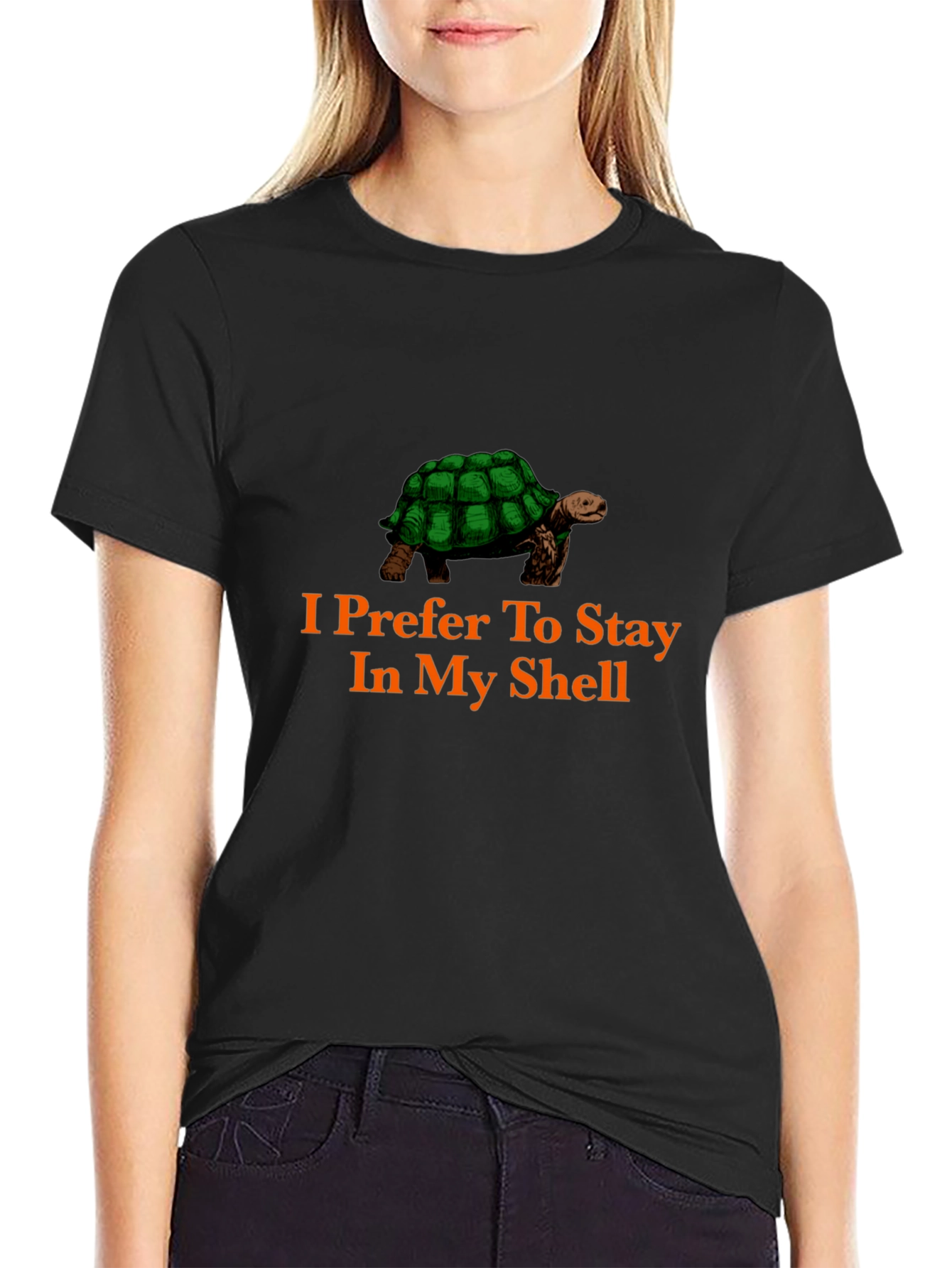 Black I Prefer To Stay In My Shell Turtle T-Shirt view 2