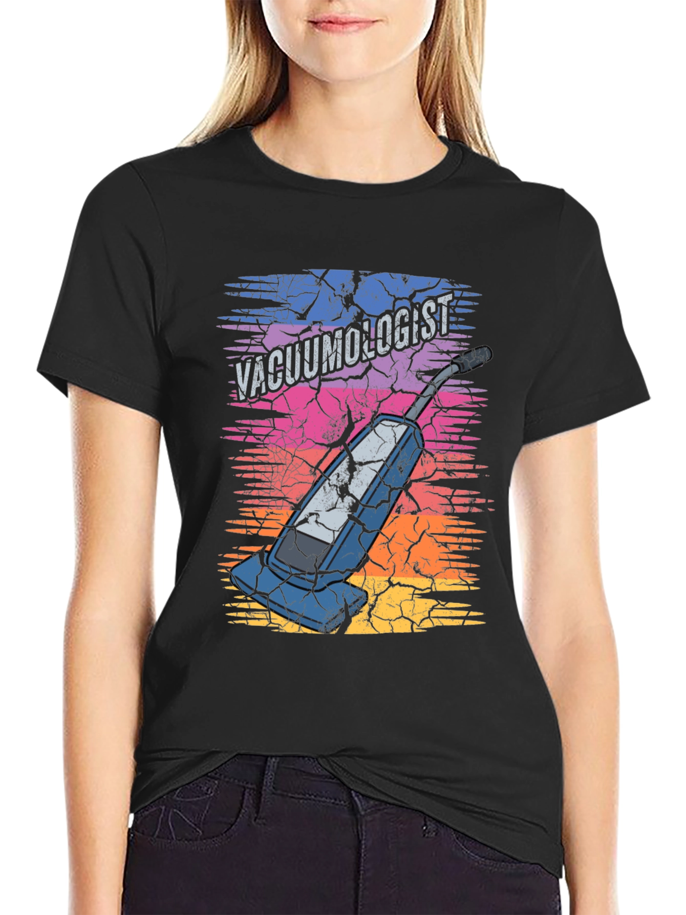 Black Vacuumologist Graphic Tee - Novelty T-Shirt view 2