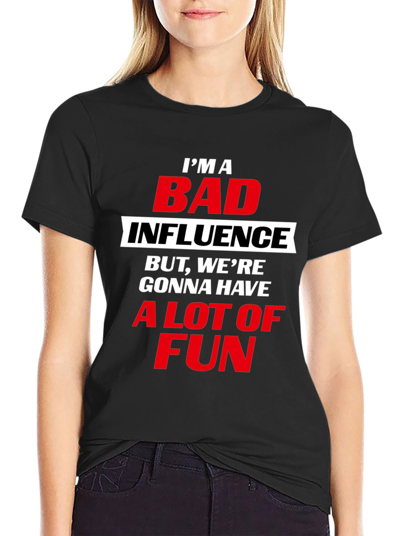 Black Bad Influence T-Shirt - Bold Graphic Tee for Fun Times view 2
