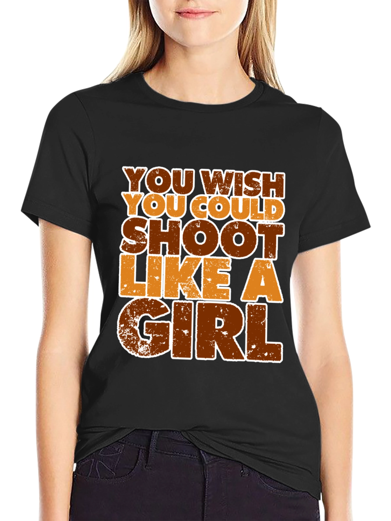 Black You Wish You Could Shoot Like A Girl Graphic T-Shirt view 2