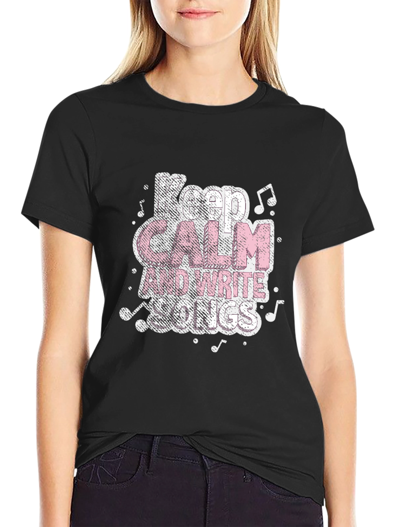 Black Keep Calm and Write Songs Black T-Shirt view 2