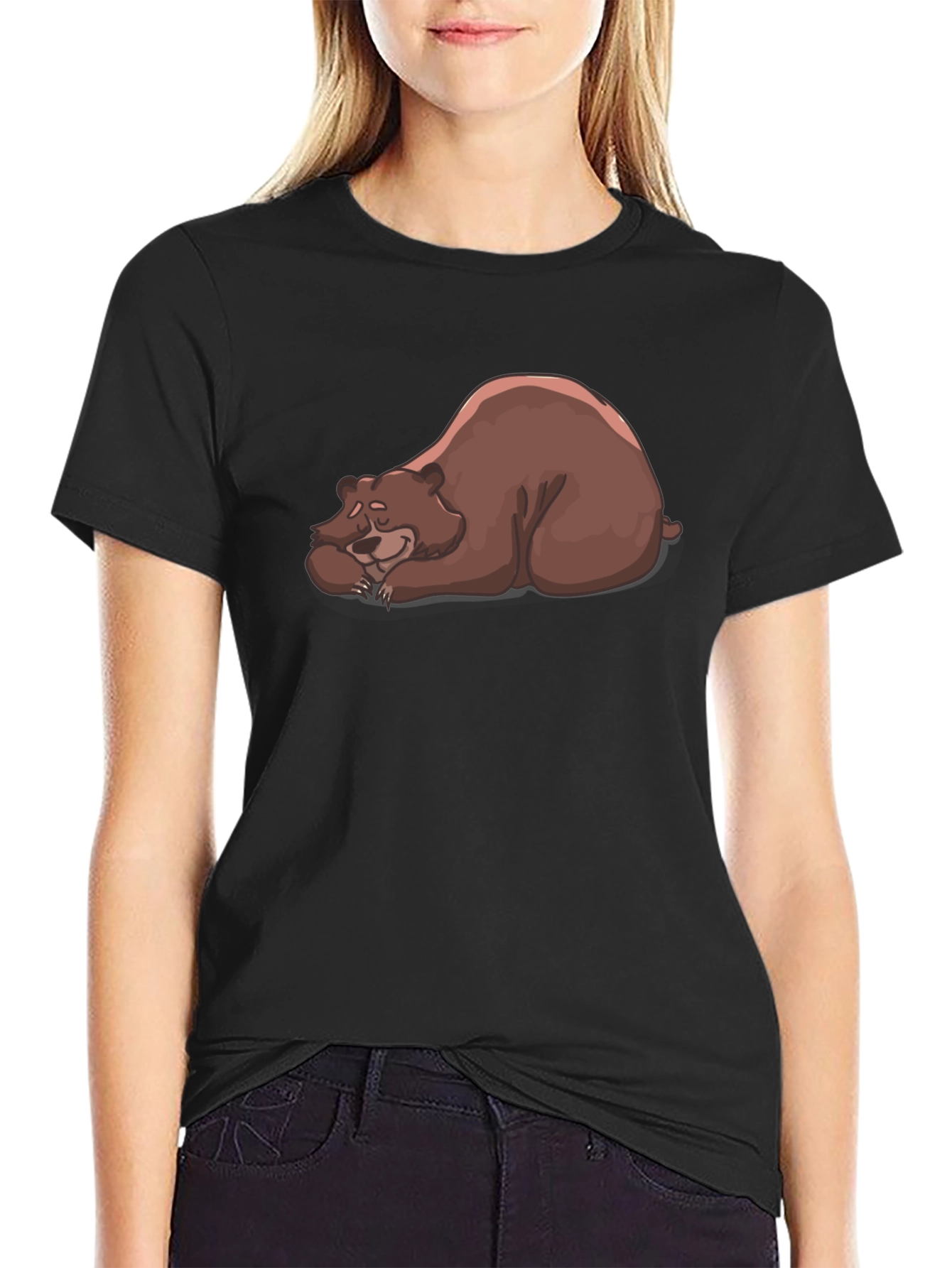 Black Sleeping Bear Graphic Tee - Casual Comfort Style view 2