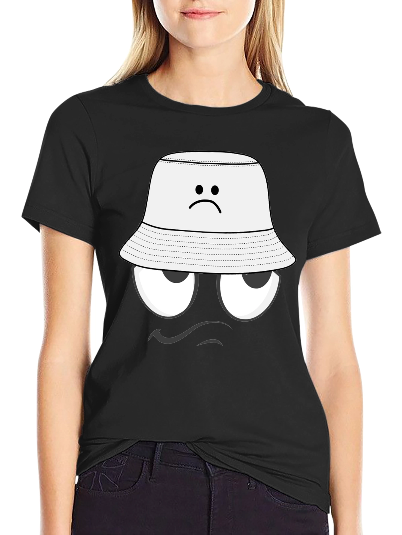 Black Humorous Grumpy Face T-Shirt view 2