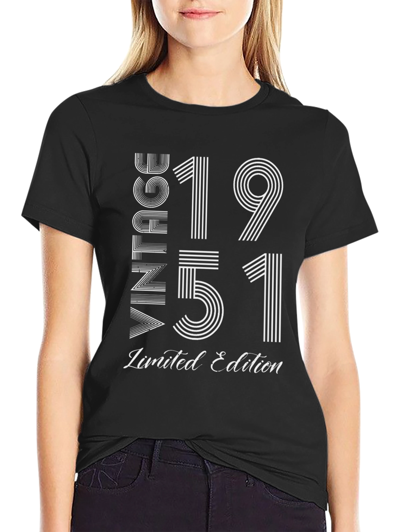 Black Vintage 1951 Limited Edition Birthday T-Shirt view 2