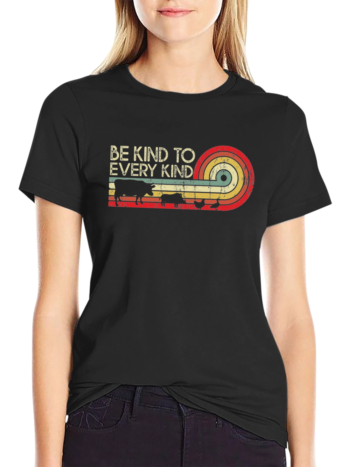 Black Be Kind to Every Kind Retro Tee view 2