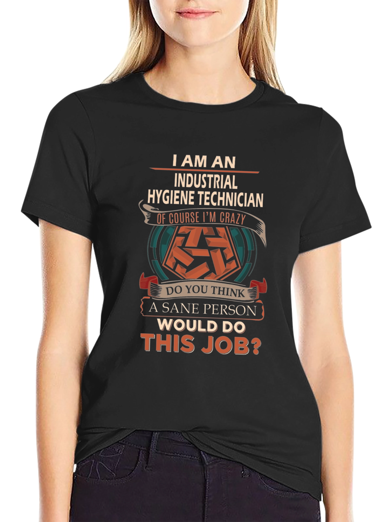Black Industrial Hygiene Technician Crazy Job T-Shirt view 2