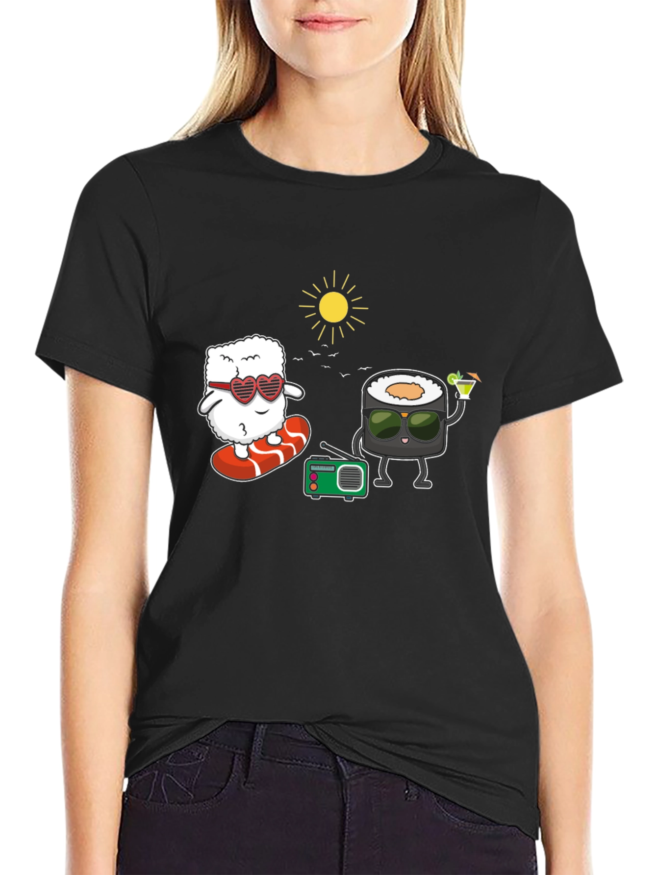 Black Sushi Fun T-Shirt - Beach Vibes view 2