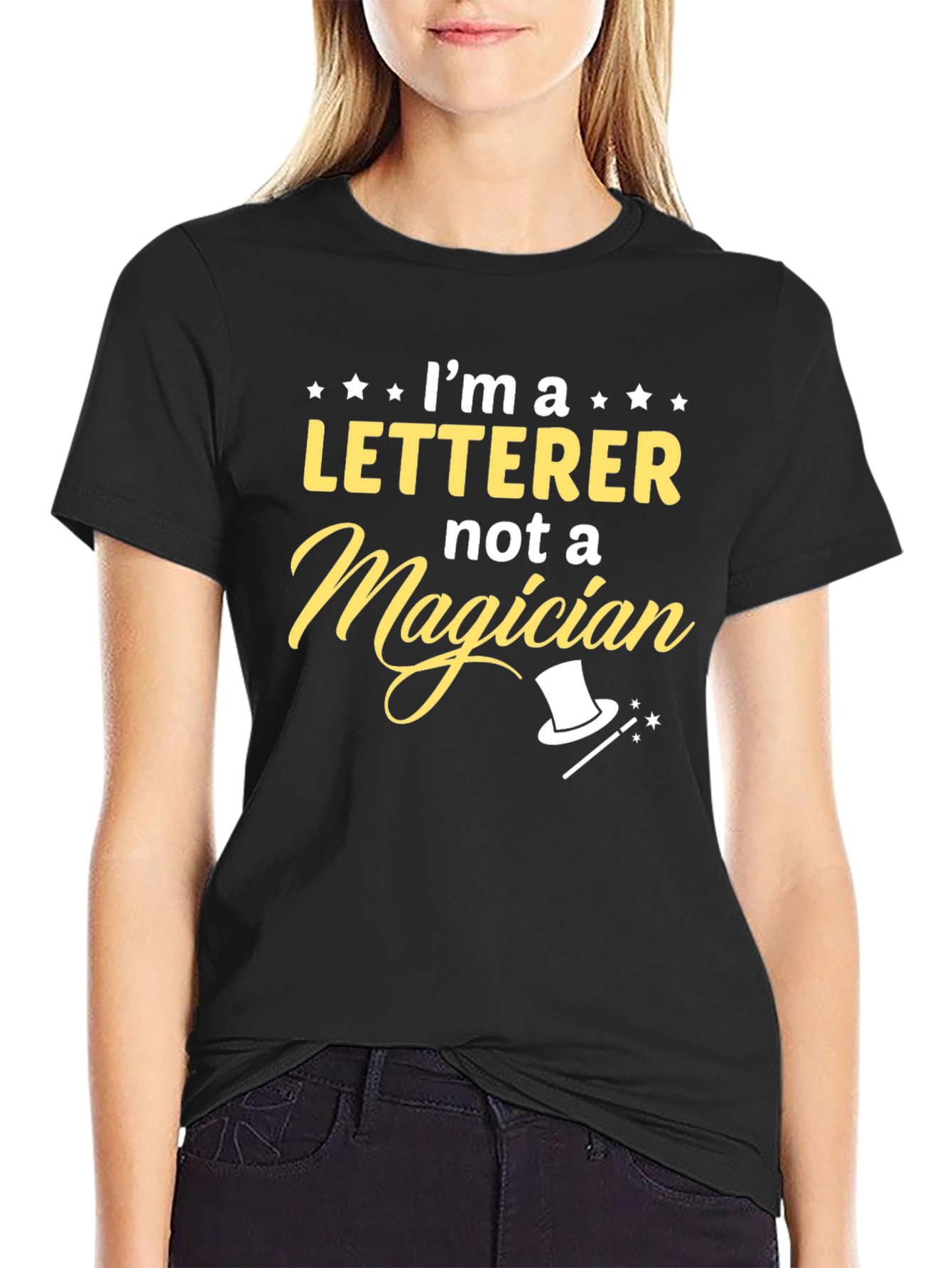 Black Letterer Not a Magician Funny Graphic T-Shirt view 2