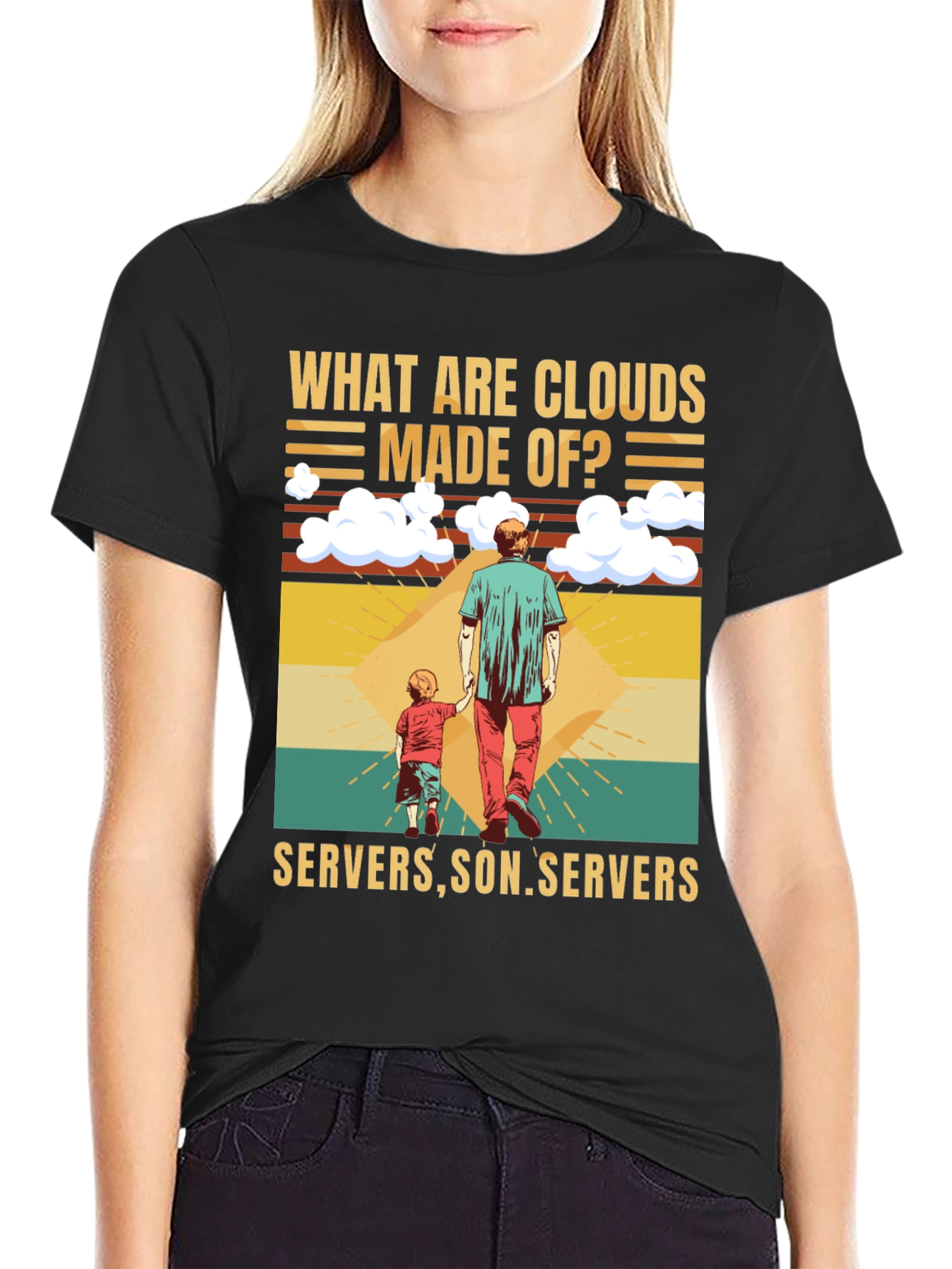 Black Cloud Made of Servers Funny T-Shirt view 2