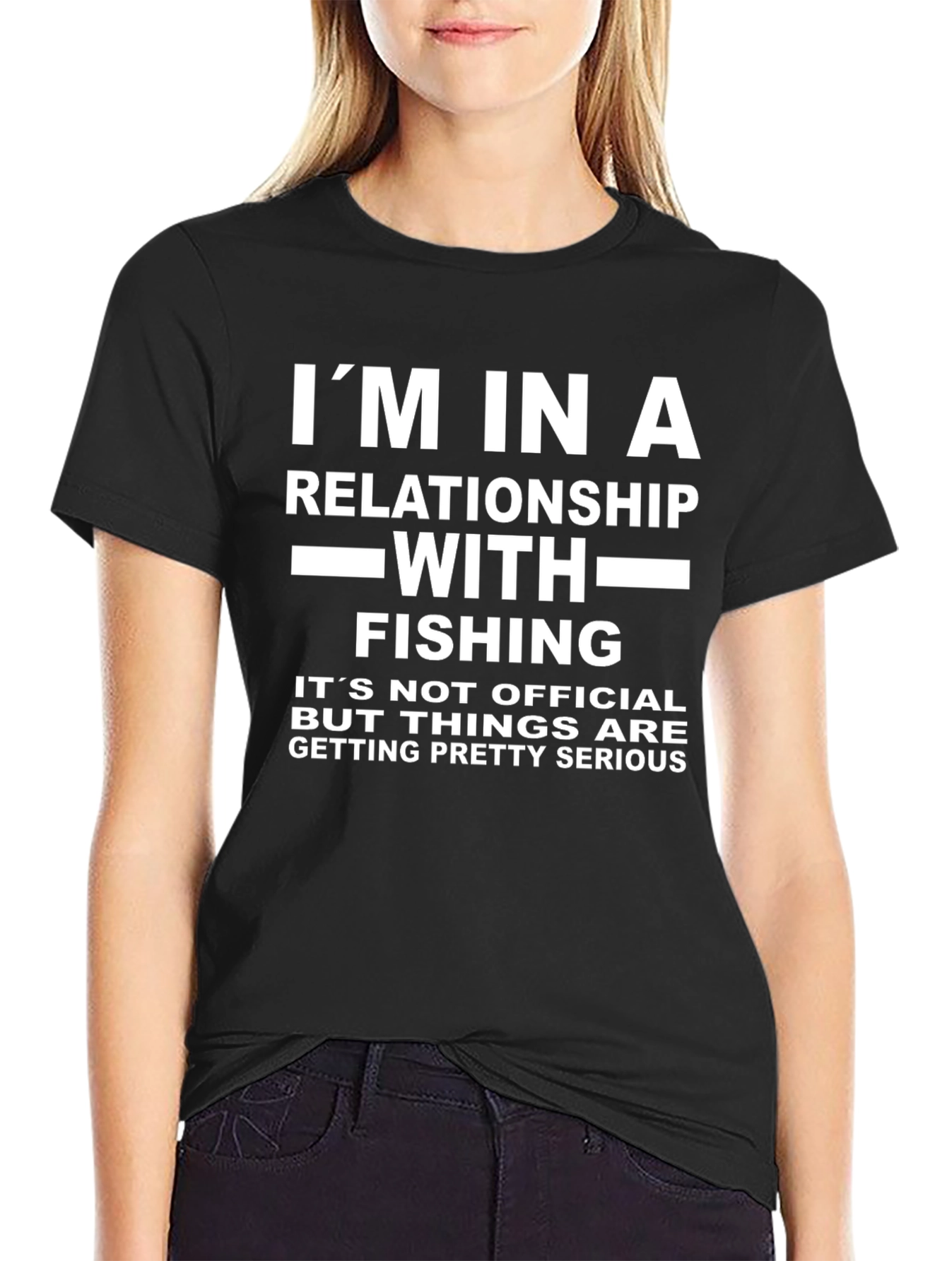 Black Funny Fishing Relationship T-Shirt view 2